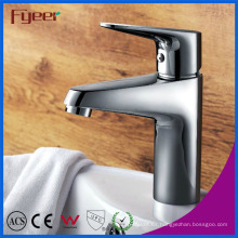 Fyeer Chrome Pulido Simple Manija y orificio Lavabo del baño Lavabo Grifo Mezclador de agua Grifo